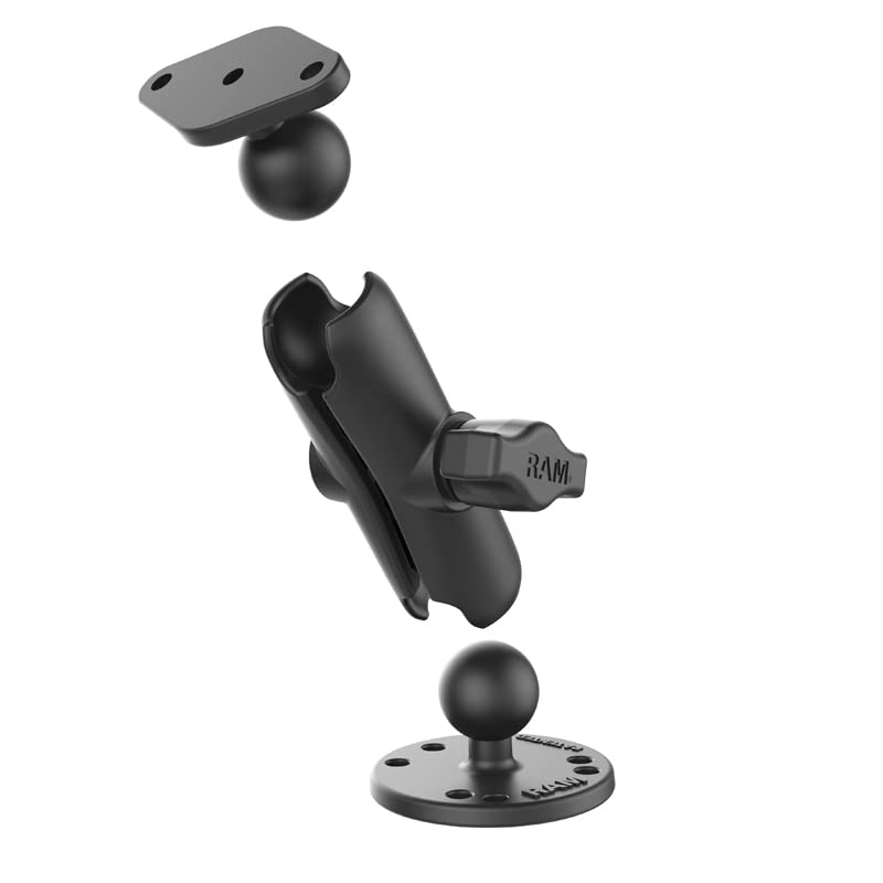 RAM Mounts RAM-B-138U Double Ball Drill-Down Mount with Diamond Plate with Medium Arm - Image 2